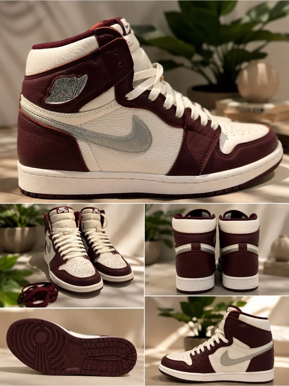 Nike Air Jordan 1 High Maroon White Silver